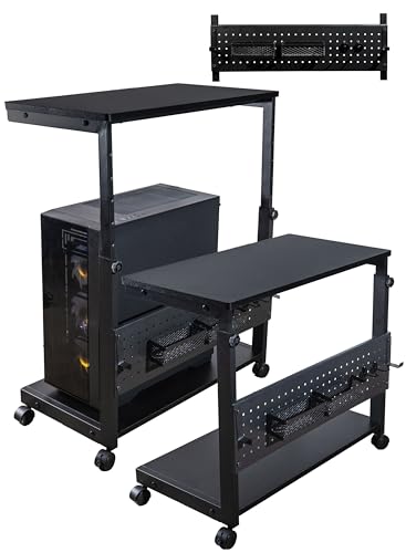 【新品】パソコンスタンド 黒 パソコンラック ゲーミングPCラック キャスター付 41S1+UhqNcL.jpg